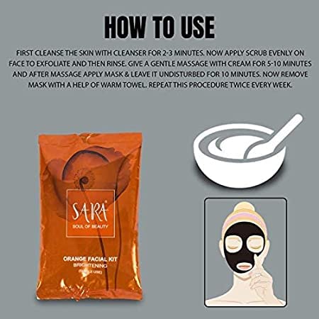 Sara Orange Facial Kit for Skin Cleansing & Brightening | Single Use | 2x40g